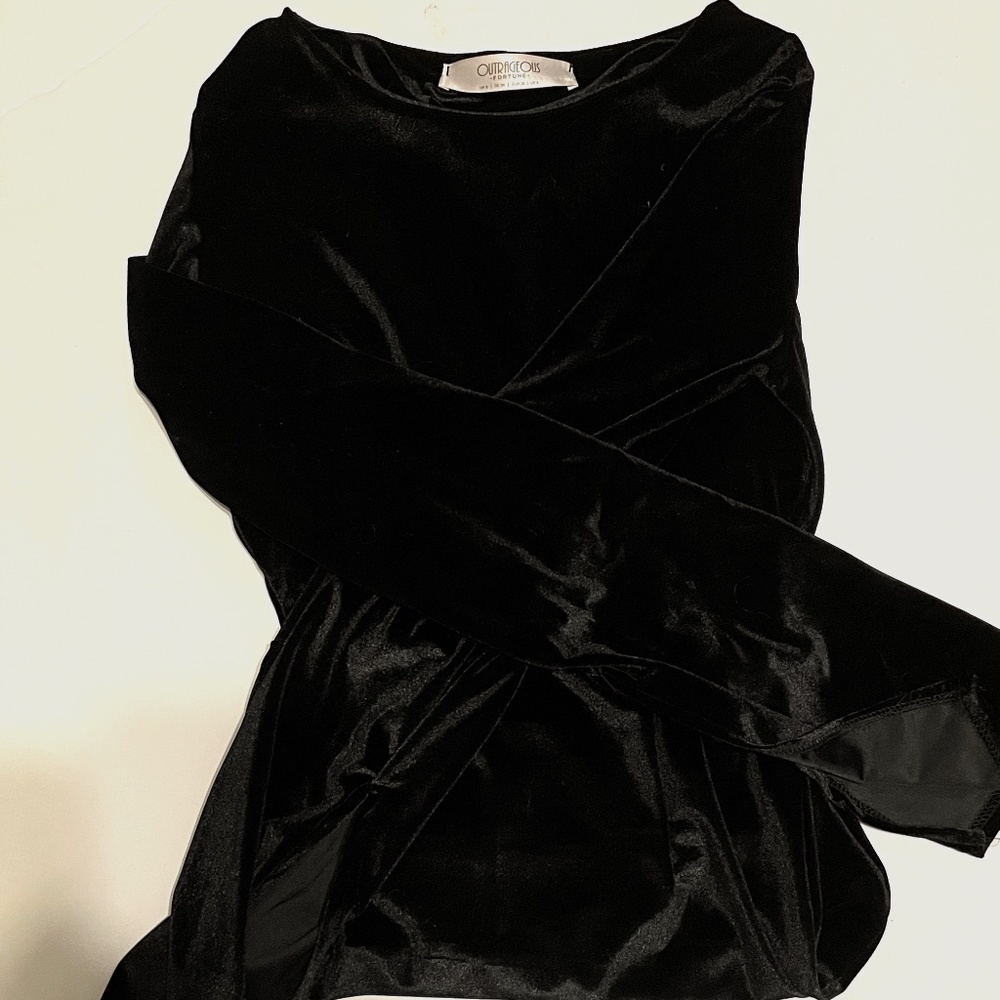 Black Velvet Long Sleeve Midi Dress